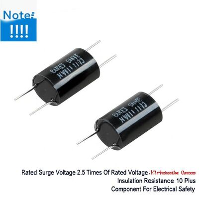 Napięciowe napięcie udarowe 2,5 razy większe od napięcia znamionowego X2 Ochronny kondensator Rezystancja izolacji 10 Plus Komponent dla bezpieczeństwa elektrycznego