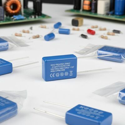 Częstotliwość znamionowa 50 60Hz Kondensator bezpieczeństwa X2 Zakres pojemności 0 001uF 4 7uF Element elektryczny do zastosowań w tłumieniu zakłóceń